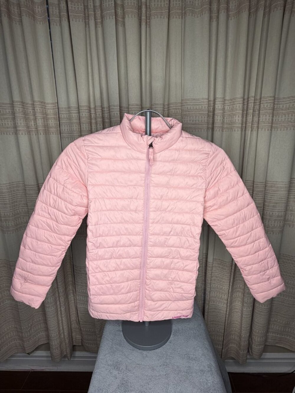 Lands' End Girls Pink Packable Puffer Jacket - Size L 10-12